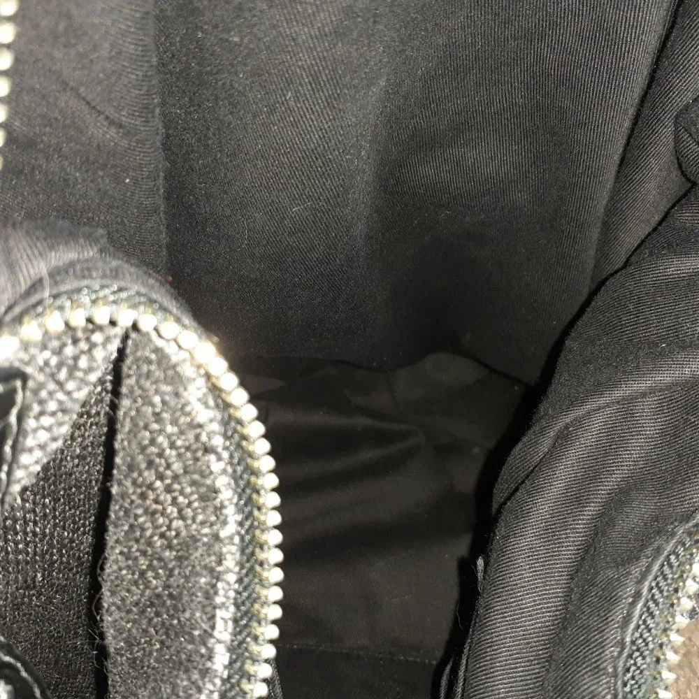 CLUB MONACO-Black Burlap & Patent Leather-Hobo